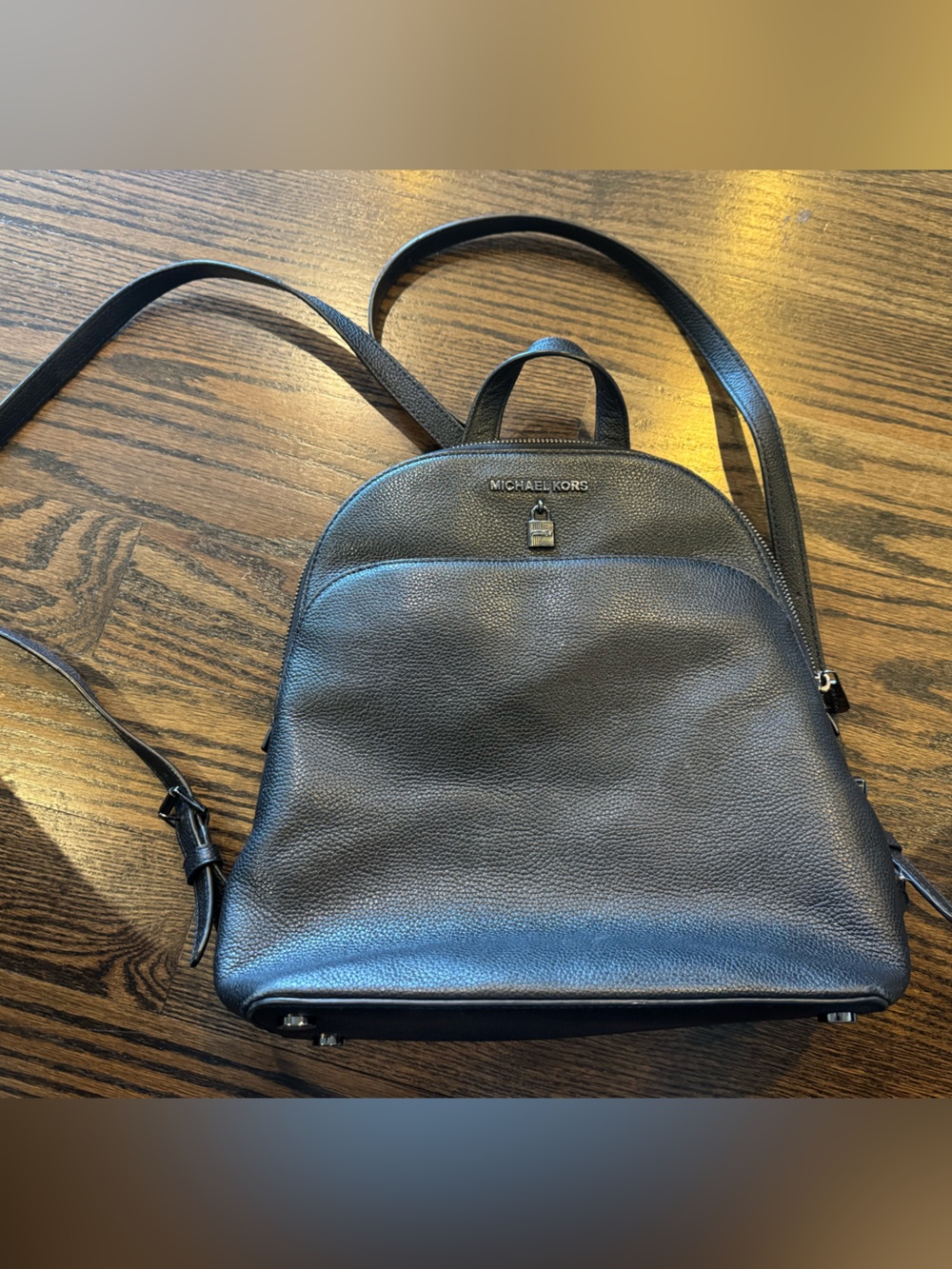 Michael Kors Black Pebbled Leather Mini Backpack